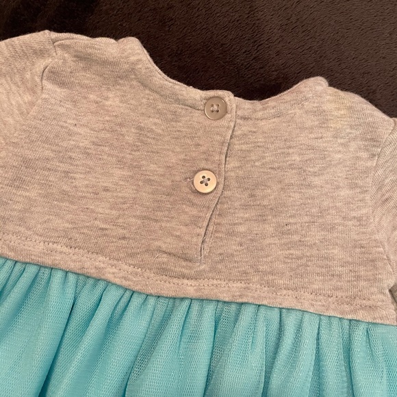 Minnie Mouse fleece and tulle dress-Teal and dray pull on-Super cute!-Size 3 mo - Picture 6 of 8